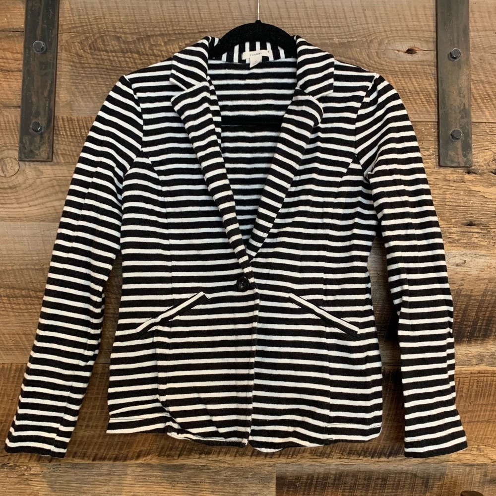 EUC - Nordstrom's Caslon - Stretchy Cotton Blazer - Black/White - Size Medium
